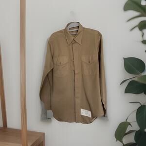 vintage U.S.M.C Marine Corps USMC tan long sleeve button Shirt men's Medium 15